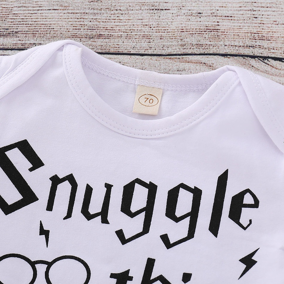 3-piece Letters Print Bodysuit Stripes Pants with Hat for Baby